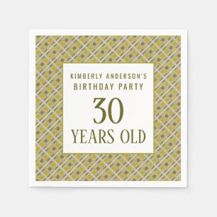 Golden Geometric Pattern, Modern Birthday Party Napkin