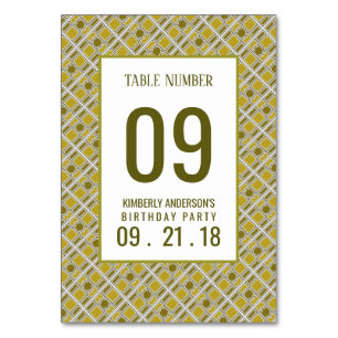 Golden Geometric Pattern, Modern Birthday Table No Table Number