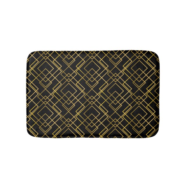 Golden geometric, seamless rhombus pattern. bath mat (Front)