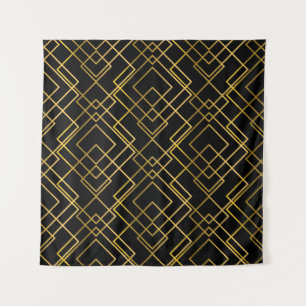 Golden geometric, seamless rhombus pattern. tapestry