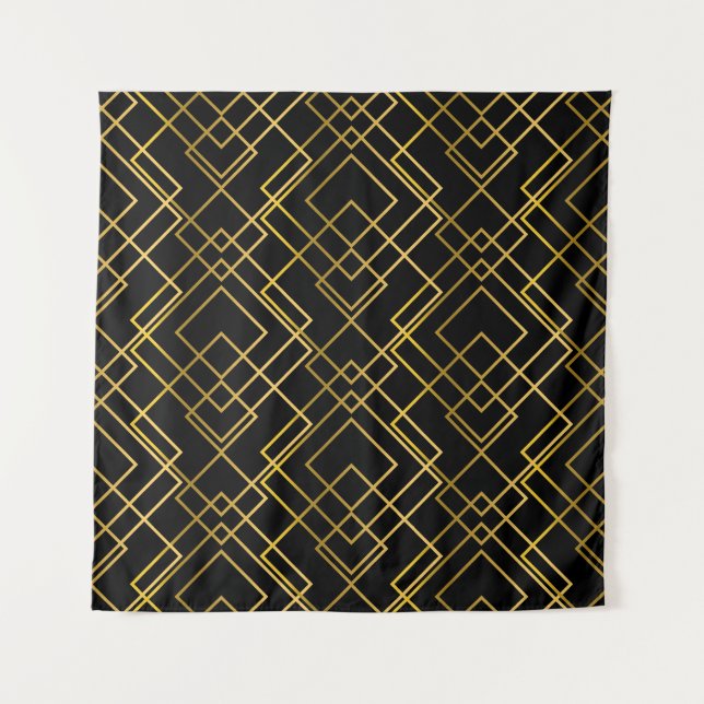 Golden geometric, seamless rhombus pattern. tapestry (Front)
