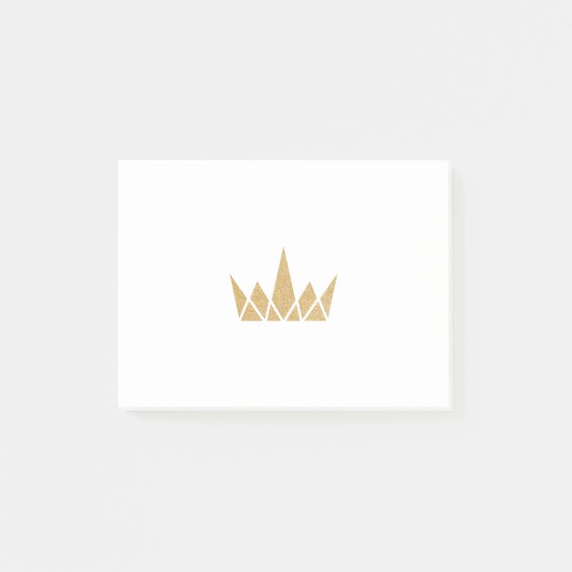 Golden Geometric Shimmering Crown Post-it Notes (Front)