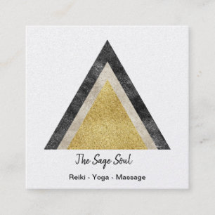 Golden Geometric Simulated Foil  and Glitter Square Business Card