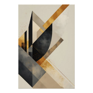 Golden Geometric Symphony Poster