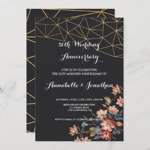 Golden Geometric Wedding Anniversary Invitation