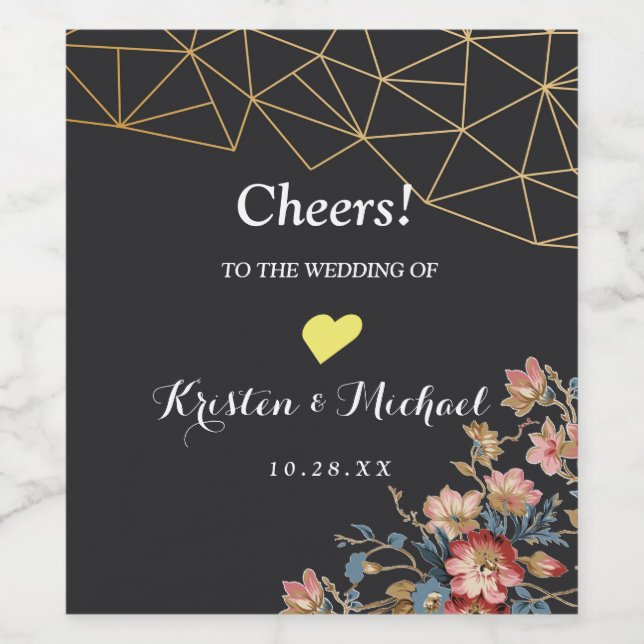 Golden Geometric Wine Label (Single Label)