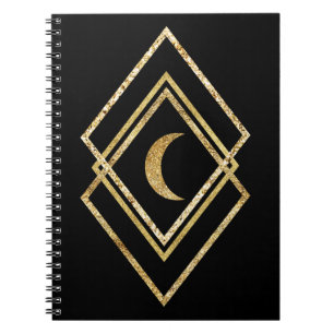 Golden Geometric With Moon Notebook