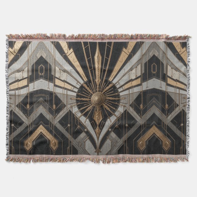 Golden Geometry Throw Blanket (Front)