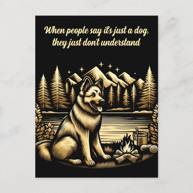 Golden German shepherd by the Campfire Postcard (Front)