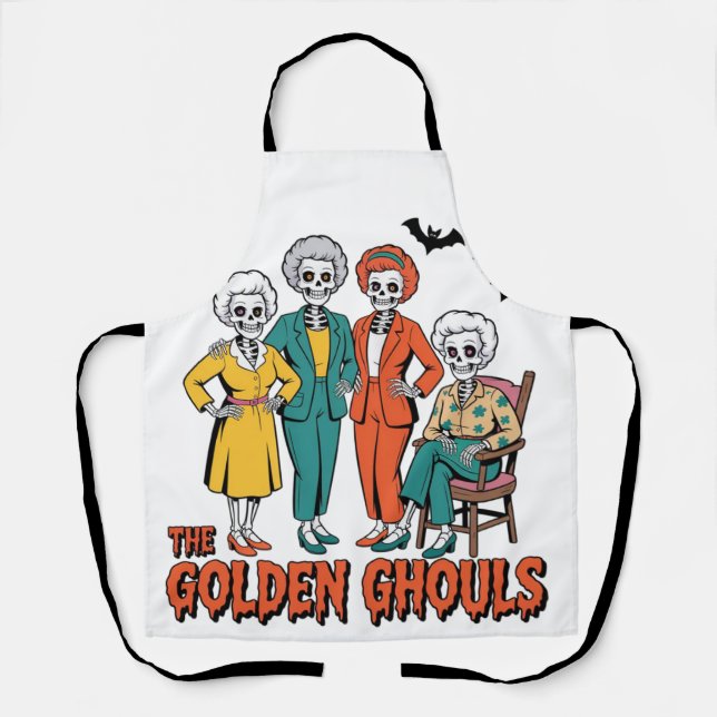 Golden Ghouls Girls' Halloween Apron (Front)