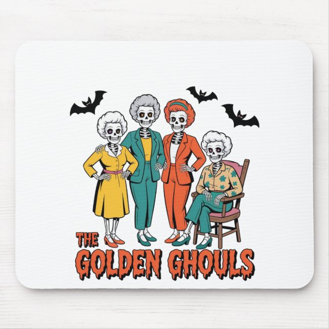 Golden Ghouls Girls' Halloween Mouse Mat (Front)