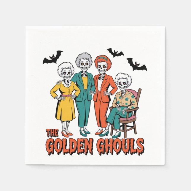 Golden Ghouls Girls' Halloween Napkin (Front)