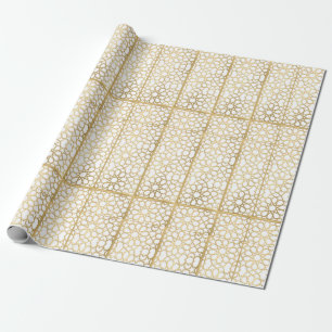 Golden Gift Wrapping Paper Geometric Design
