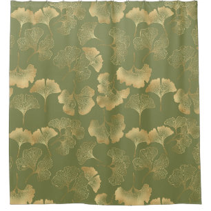 Golden Ginkgo Autumn Pattern Shower Curtain