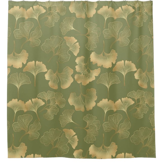 Golden Ginkgo Autumn Pattern Shower Curtain (Front)