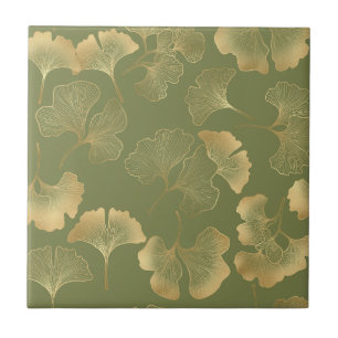 Golden Ginkgo Autumn Pattern Tile