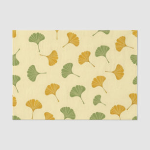 Golden Ginkgo Biloba Leaf Pattern Earthy Tissue Paper