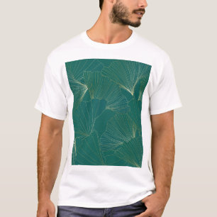 Golden Ginkgo Leaves Art Deco T-Shirt