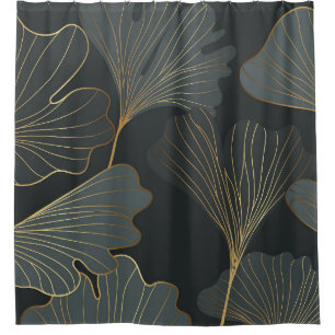 Golden Ginkgo: Luxurious Floral Deco. Shower Curtain