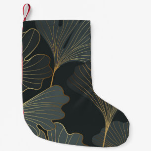 Golden Ginkgo: Luxurious Floral Deco. Small Christmas Stocking