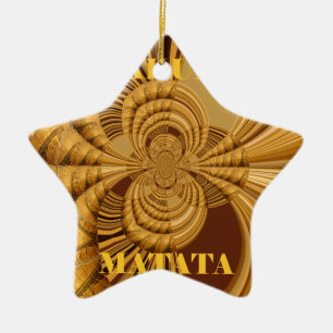Golden Giraffe Art Print Ceramic Tree Decoration