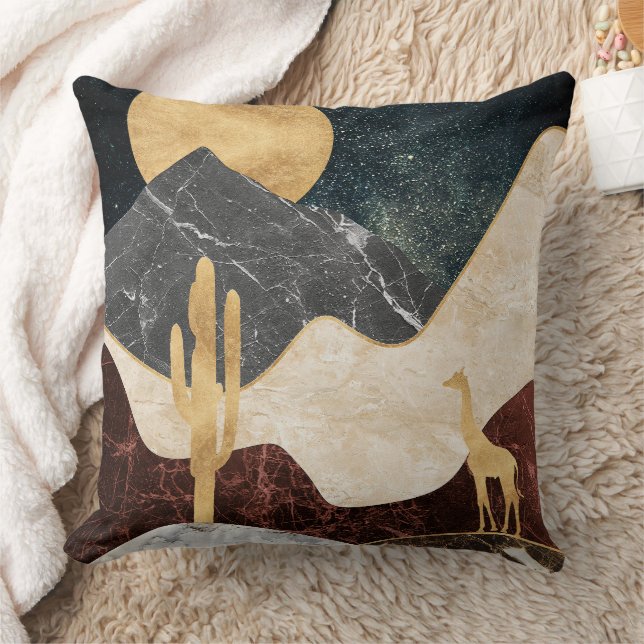 Golden Giraffe Desert Landscape & Marble Mountain Cushion (Blanket)