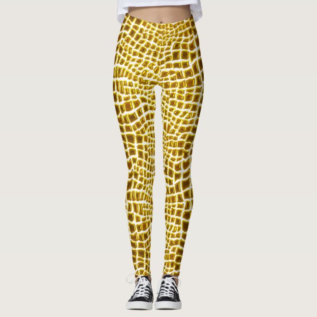 Golden Giraffe Print Leggings (Front)