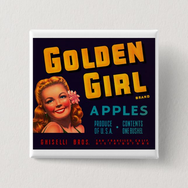 Golden Girl Apples 15 Cm Square Badge (Front)
