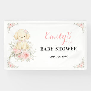 Golden Girl Baby Shower Retriever Puppy Floral Banner