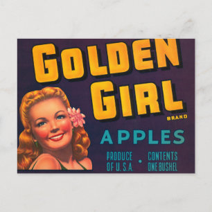 Golden Girl Brand Apples Vintage Advertisment Postcard