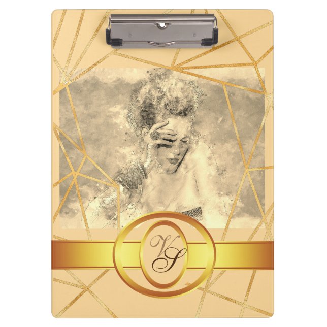 Golden Girl Fashion Modern Elegant Vintage Clipboard (Front)
