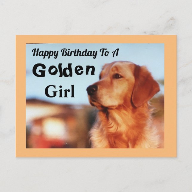 Golden Girl Happy Birthday Golden Retriever Postcard (Front)