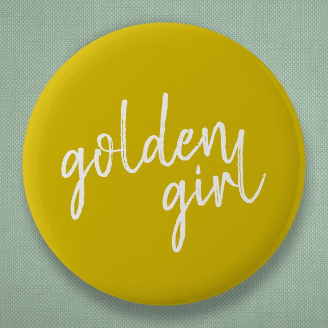 Golden Girl | Modern Gold Script 6 Cm Round Badge (Creator Uploaded)