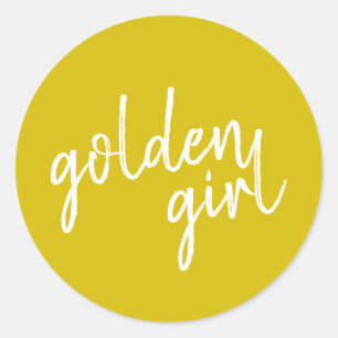 Golden Girl Modern Gold Script Classic Round Sticker