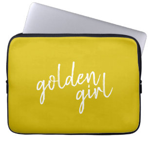 Golden Girl   Modern Gold Script  Laptop Sleeve