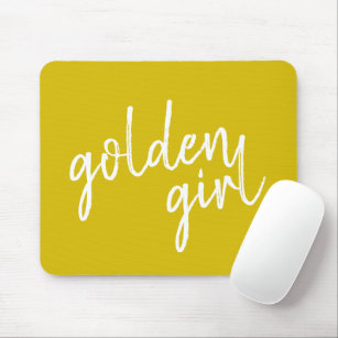 Golden Girl   Modern Gold Script Mouse Mat