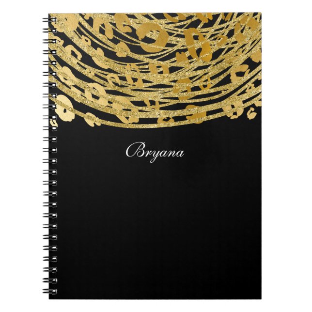 Golden Glam Cheetah Print Exotic Animal Print Notebook (Front)