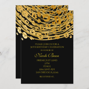 Golden Glam Cheetah Print Exotic Party Invitations