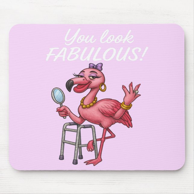 Golden Glam Flamingo Mouse Mat (Front)
