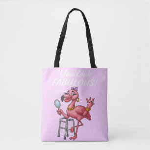 Golden Glam Flamingo Tote Bag