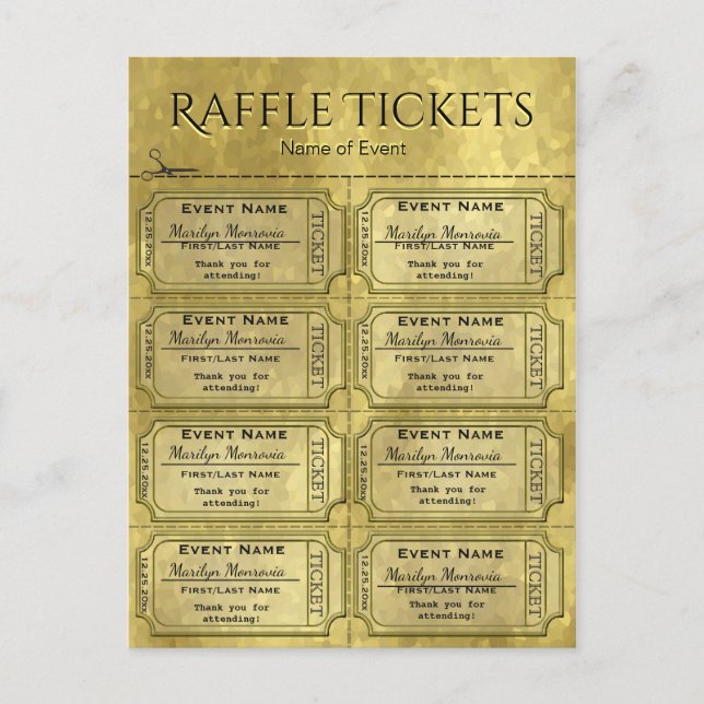 Golden Glam Raffle Tickets Postcard (Front)