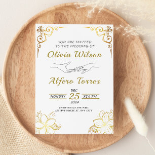 Golden Glamour Luxury Wedding Invitation