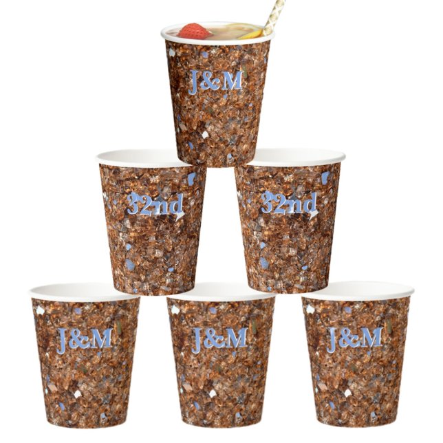 Golden Glass Bronze with Initials Paper Cups (Creator Uploaded)