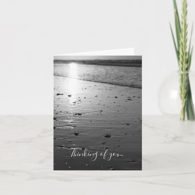 Golden Glassy Sand Grayscale Thinking Of You Card (Front)