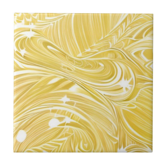 Golden glimmering swirls tile (Front)