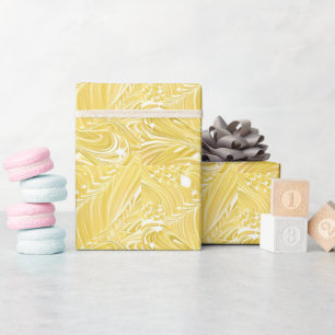 Golden glimmering swirls wrapping paper