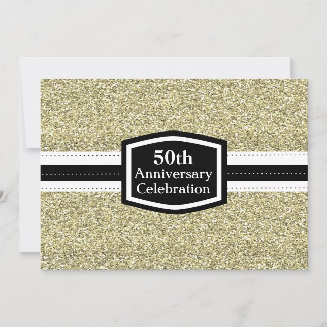 Golden Glitter 50th Anniversary Invitation (Front)