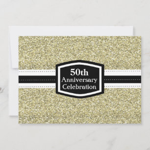 Golden Glitter 50th Anniversary Invitation
