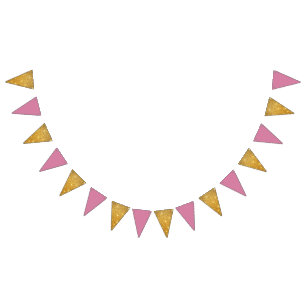 Golden Glitter And Pink Birthday Bunting