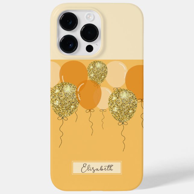 Golden glitter and yellow balloons Case-Mate iPhone case (Back)